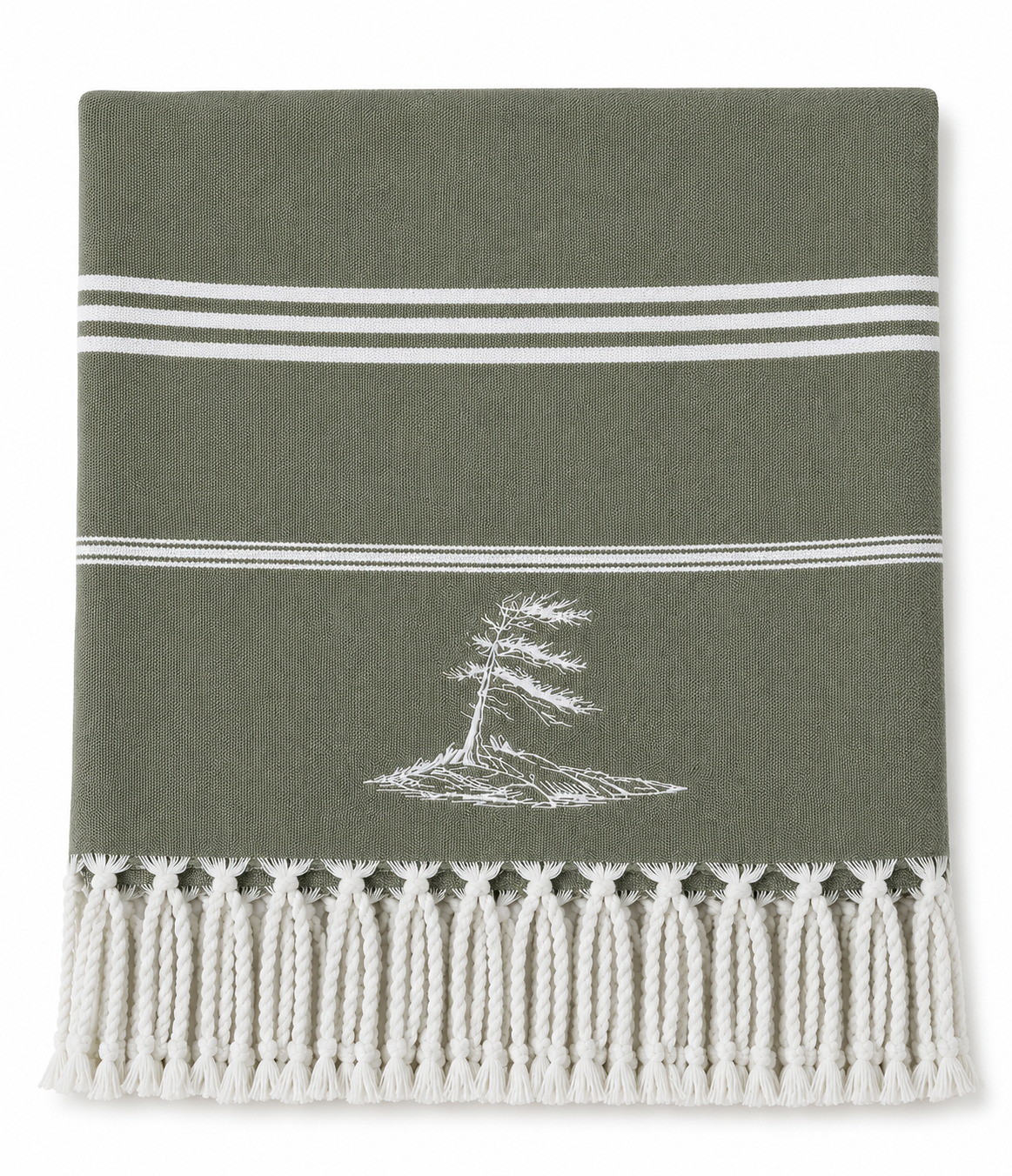 Georgian Bay Windswept Pine Tree - Sage Turkish Towel