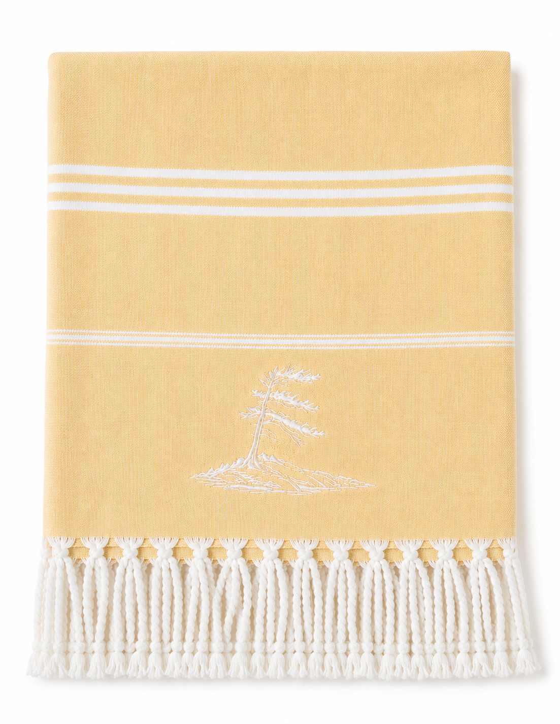 Georgian Bay Windswept Pine Tree - Soft Yellow Turkish Towel
