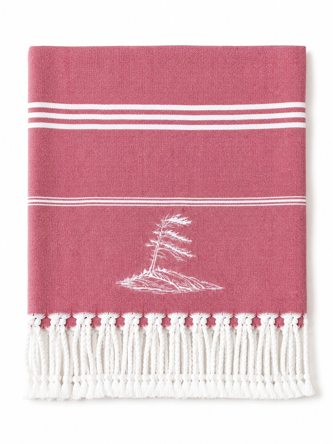 Georgian Bay Windswept Pine Tree - Red Turkish Towel