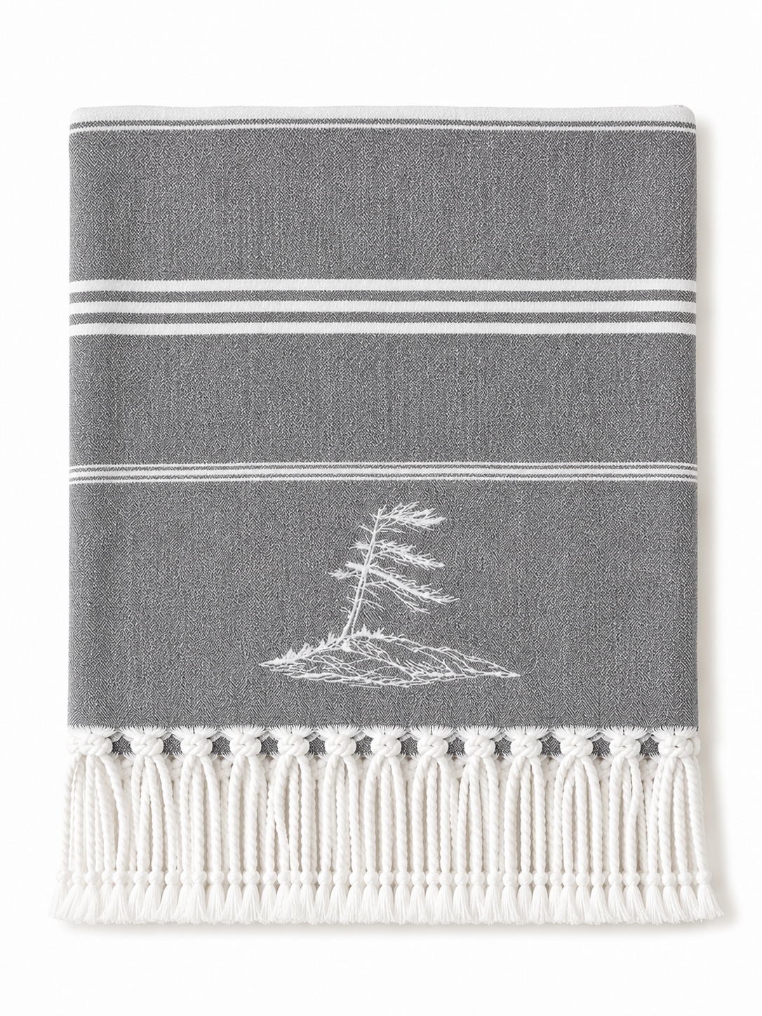 Georgian Bay Windswept Pine Tree - Grey Turkish Towel