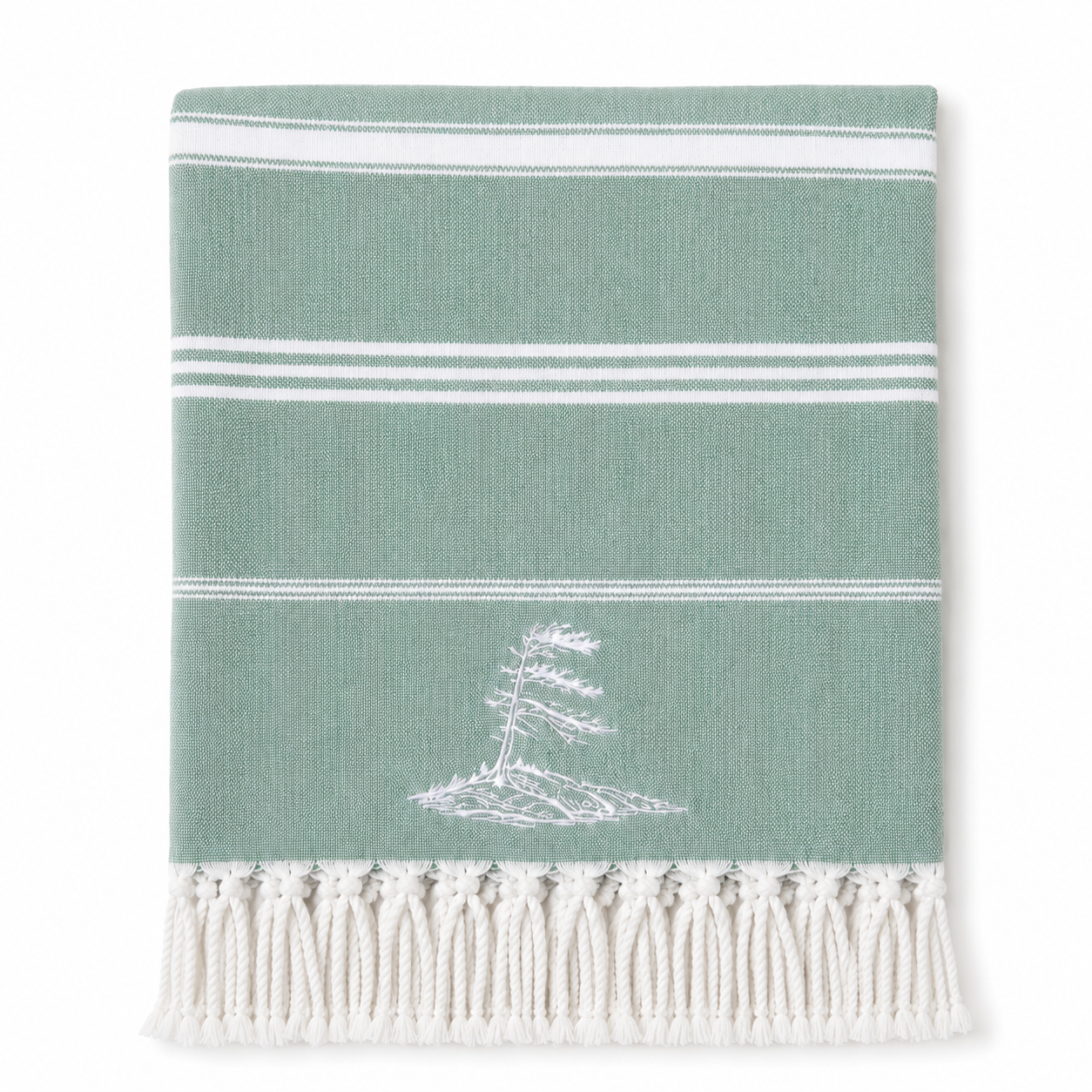 Georgian Bay Windswept Pine Tree - Seafoam Green Turkish Towel